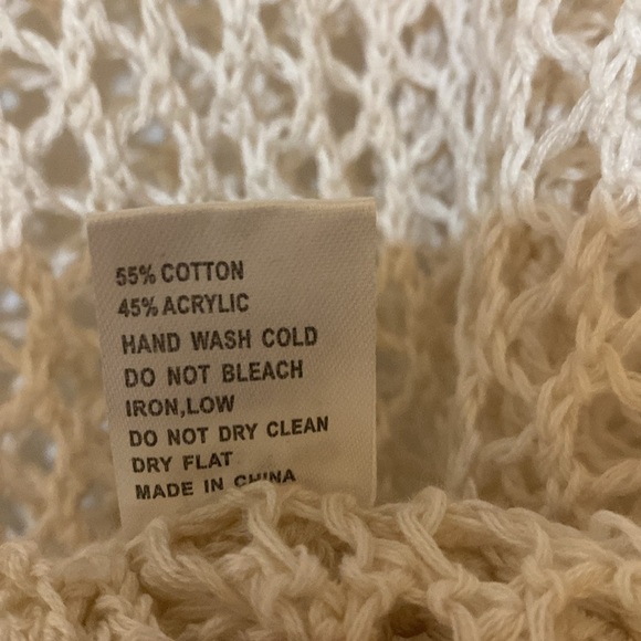 POL Cream open weave lace knit button up cardigan hoodie sweater size Medium - Picture 6 of 7